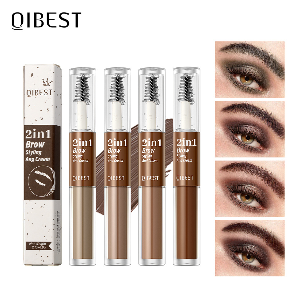 QIBEST Cross-border Double-Head Eyebrow Dye is a long-lasting, waterproof, sweat-proof, non-smudging, natural three-dimensional liquid eyebrow styling liquid full figure