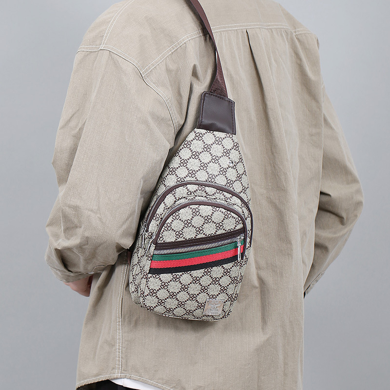 Outdoor chest bag, travel men's crossbody bag, large-capacity single-shoulder bag, leather bag, sports small backpack, multi-functional men's bag details Picture