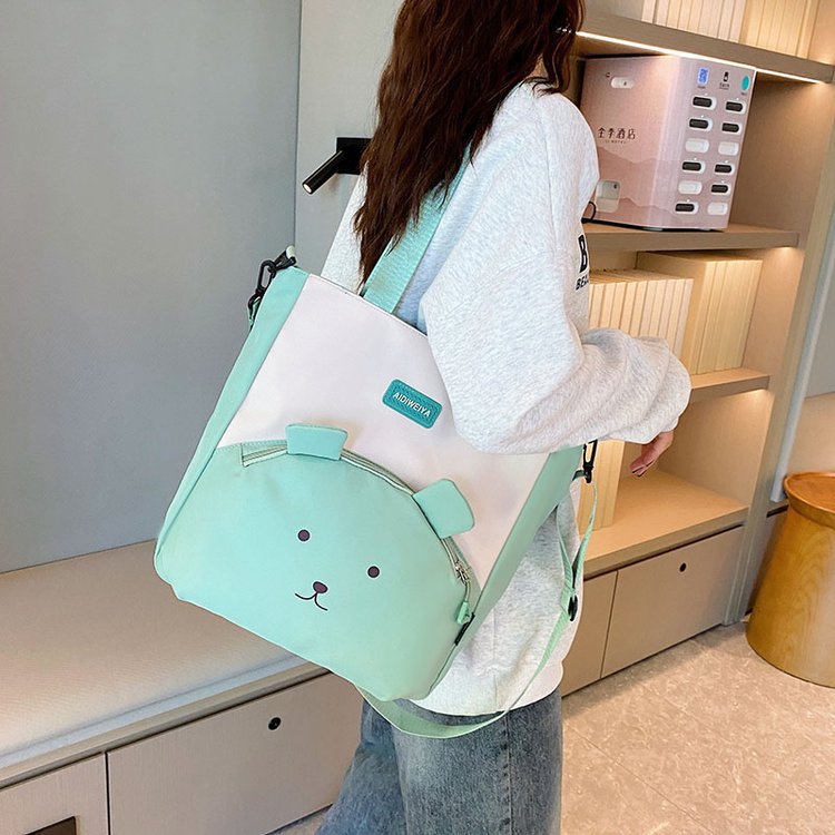 Canvas bag, primary school student handbag, book bag, 2024 new style girls' tutorial bag, tutorial bag, large capacity single-shoulder bag details Picture