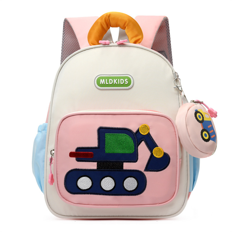 Children's car schoolbags, cartoon and cute boys, excavators, girls, kindergarten backpacks, lightweight kids' backpacks Item Picture
