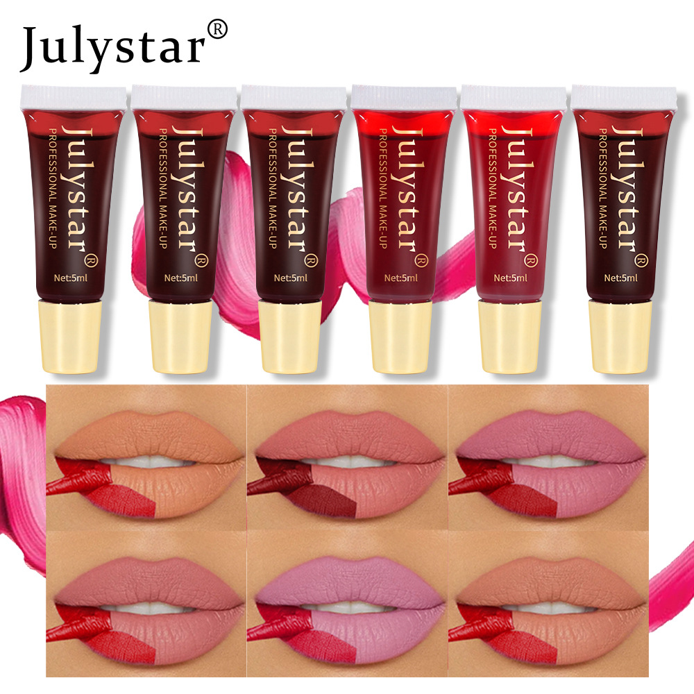 Julystar Peel-off Lip Gloss Matte finish with base color for lip dyeing peel-off Lipstick Cross-border makeup