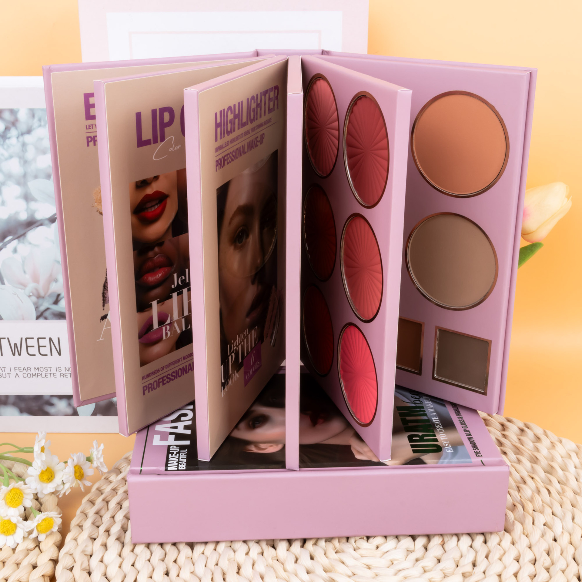 Cross-border bestseller: 67-color makeup palette, five-layer flip book eyeshadow palette, matte pearlescent blush, contour and highlight in one piece Application Scenario