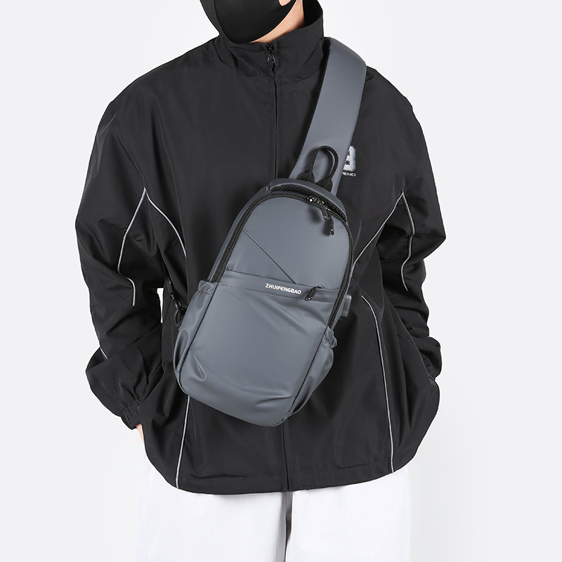 Customized solid-color chest bags, men's casual single-shoulder bags, business travel backpacks, cross-border large-capacity lightweight crossbody bags Specification drawing