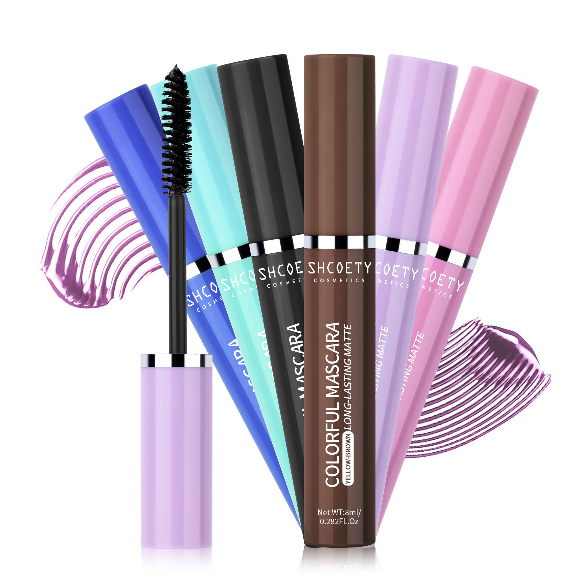SHCOETY cross-border colored mascara is waterproof, non-smudge, long, thick and curly, a best-selling makeup for Christmas stages Item Picture