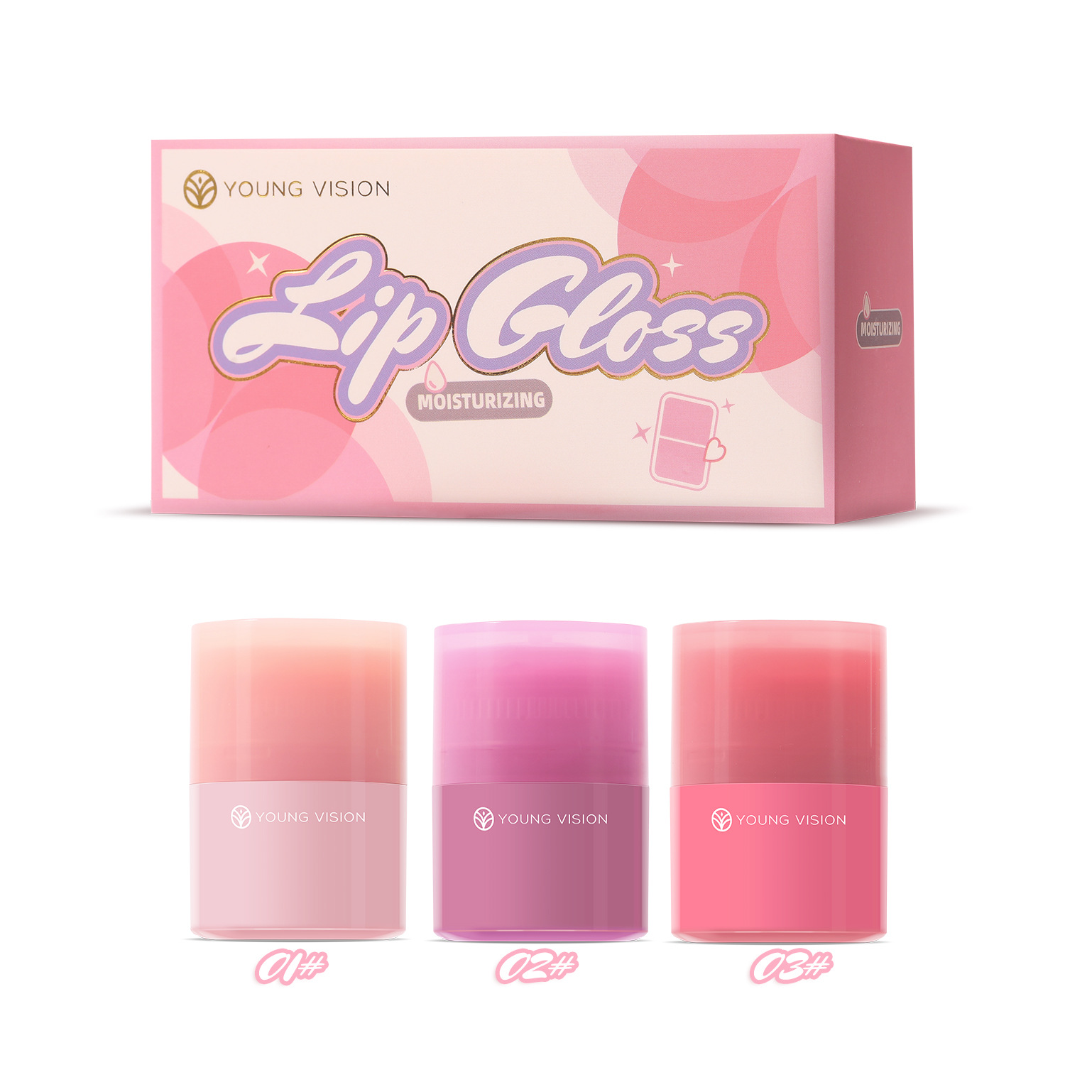YOUNG VISION Twist Lip Gloss 3-color Set Moisturizing and Translucent Mirror Lip Gloss Moisturizing Oil Item Picture