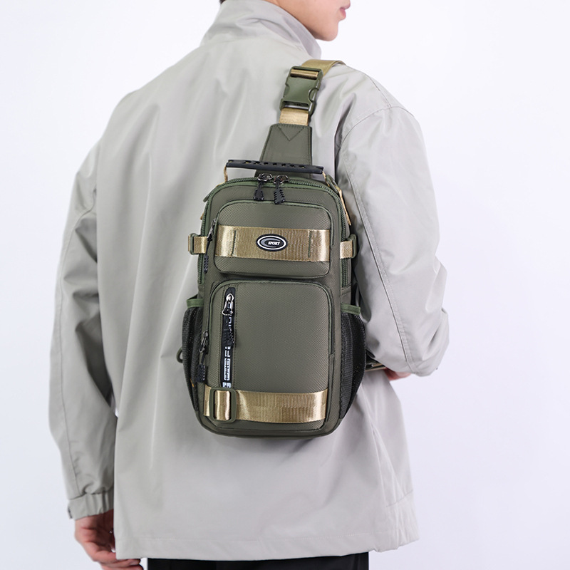 Amazon single and double back switchable men's chest bag, business commute casual single-shoulder bag, fashionable large-capacity crossbody bag details Picture