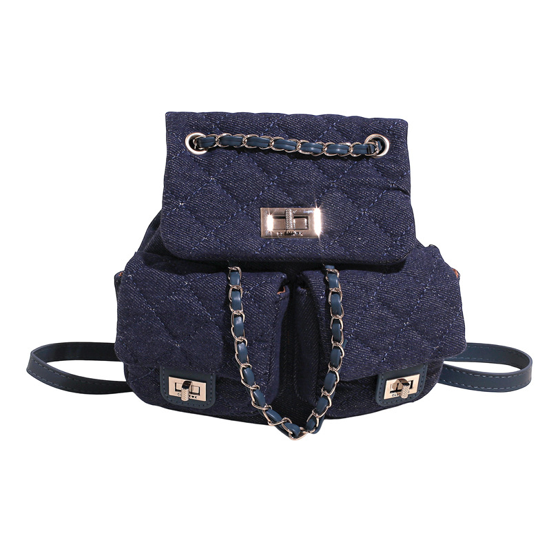 This year, denim Korean-style chain backpacks are in fashion. They are stylish and fashionable for commuting ladies and trendy schoolbags Item Picture