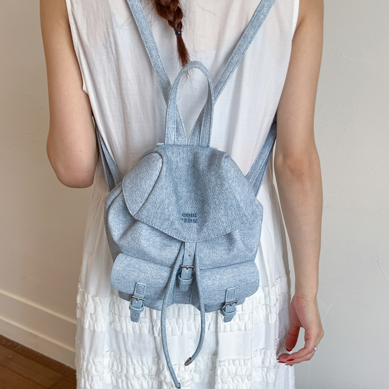 "College Style 2025 New Korean-style stylish mini Backpack, double pockets, lid style backpack, casual travel bag. details Picture