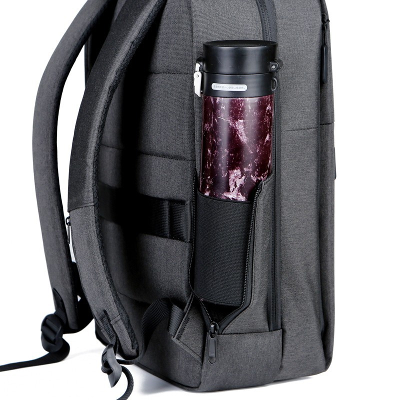 Men's backpack, computer backpack, business commuting backpack, multi-functional computer bag with logo printing details Picture