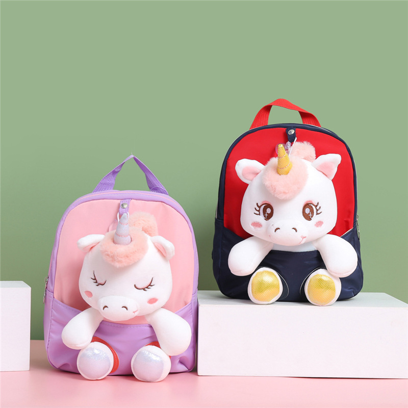 2024 New Unicorn Backpack, kindergarten Cartoon plush doll, split Schoolbag, lightweight nylon double-shoulder trendy bag Application Scenario