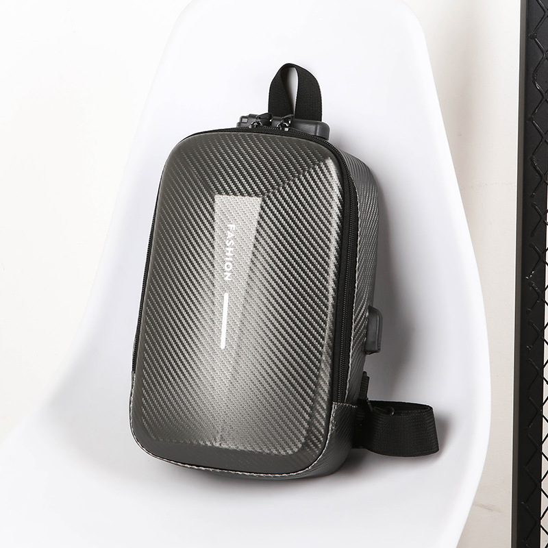 2025 New password-protected crossbody bag, hard-shell water-resistant single-shoulder bag, Amazon large-capacity men's trendy chest bag Specification drawing