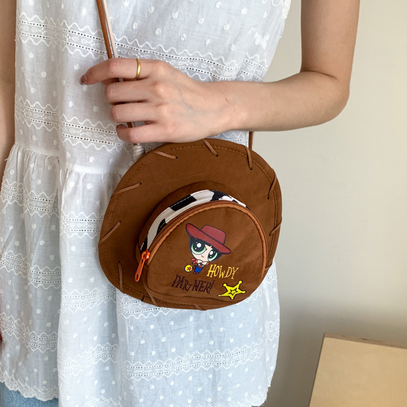 Cute Ins-style 2025 summer new denim hat crossbody bag with cartoon design, fun and personalized single-shoulder phone case details Picture