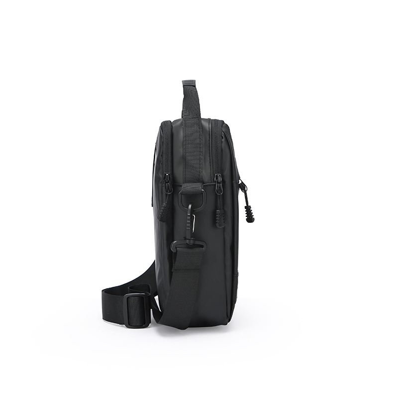 The 2024 new minimalist men's crossbody bag, travel small bag, single-shoulder bag, water-resistant leather film bag, Oxford fabric, lightweight Specification drawing