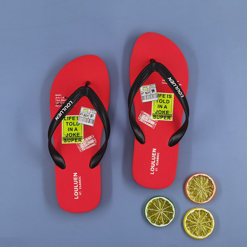 New summer PVC flip-flops for men, outdoor couple slippers, fashionable and casual beach cool slippers for men Specification drawing