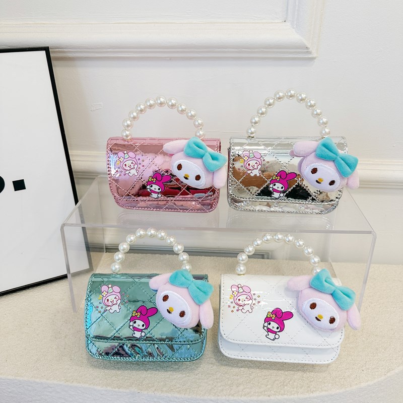 New mirror-like children's cartoon single-shoulder bag, girls' crossbody bag, pearl handbag, internet-famous girls' cute chain bag full figure