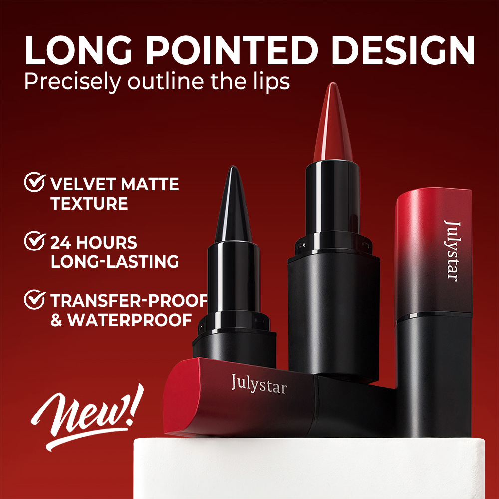 Julystar's new matte lipstick is easy to apply and features an 8-color natural and long-lasting pearlescent lipstick pen for foreign trade cosmetics Application Scenario