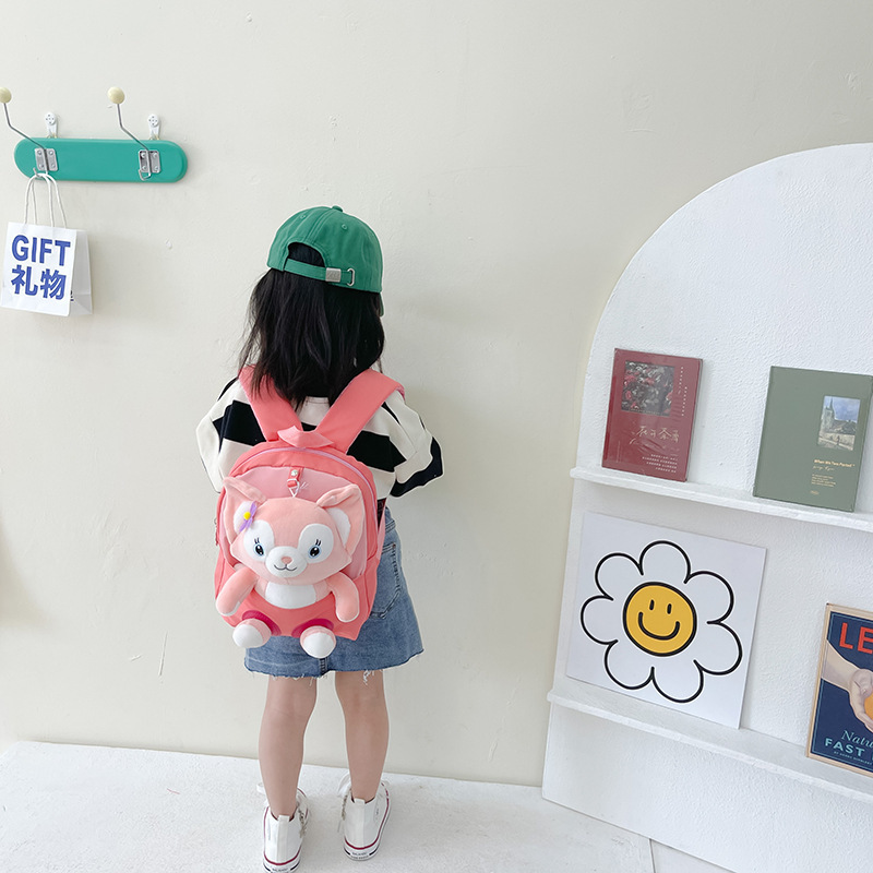 Soft and cute little animal plush bag for kindergarten babies, light canvas travel bag for 1-3 years old children Specification drawing