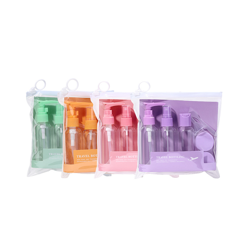LMLTOP 50ml Travel Set 7-piece Cosmetic Dispensing Bottle, Spray Bottle, pressure Bottle, Cream Box SY760 Item Picture