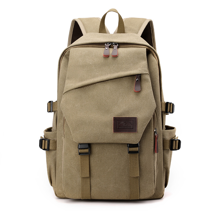 Backpack, large capacity, high-end schoolbag, college student travel bag, Hong Kong-style casual travel bag, backpack, canvas bag Item Picture