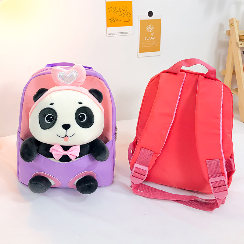New cartoon panda plush backpack for kindergartens, large-capacity, lightweight and cute backpack for primary school students Specification drawing