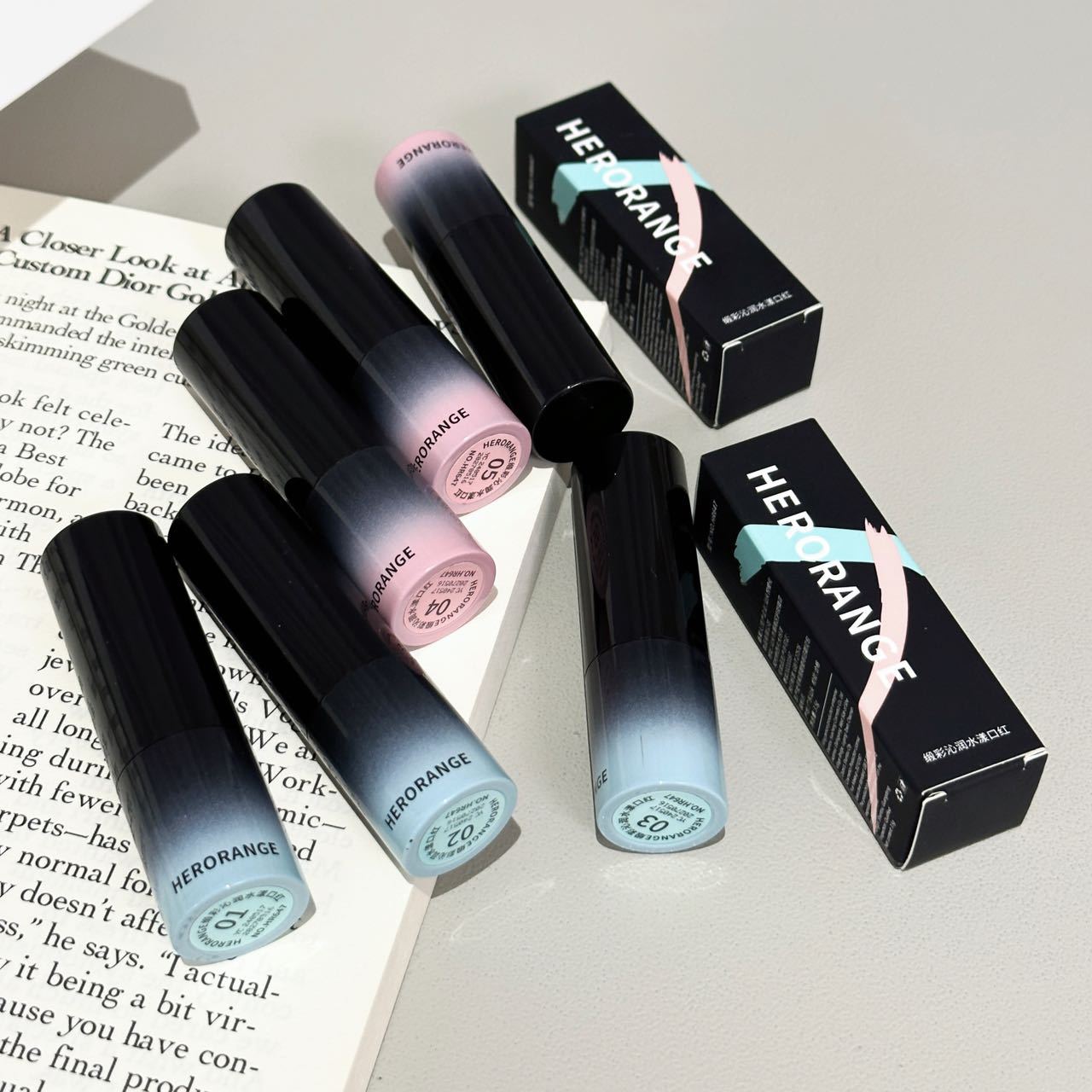HERORANGE~ Satin Moisturizing Water-like Lipstick, water glow moisturizing natural complexion, Whitening, Korean-style delicate Mirror Lipstick for women Specification drawing