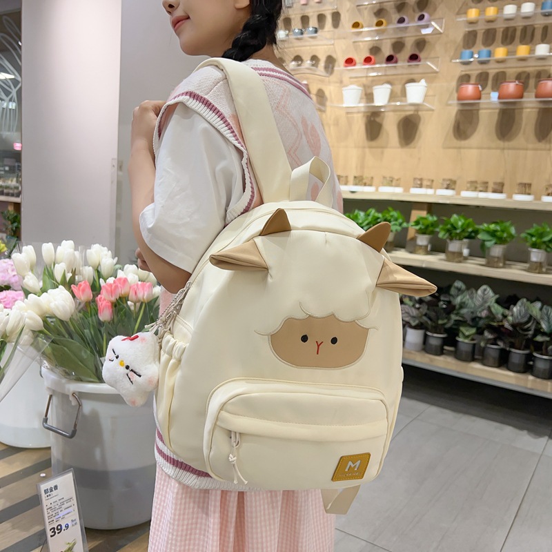 Cute little lamb fashionable backpacks, children's schoolbags, primary school schoolbags, female college students, junior high school students, travel backpack trend Specification drawing