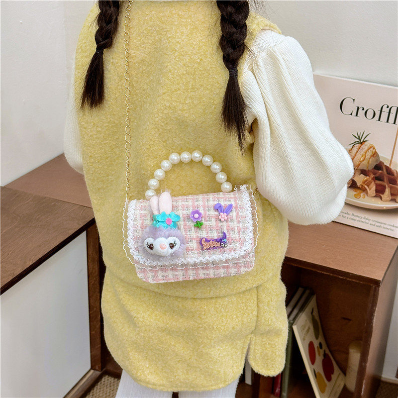 New stylish princess pearl hand-held coin purse, fashionable chain, children's single-shoulder bag, cartoon and cute small change bag Specification drawing