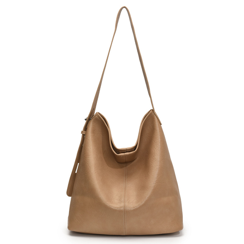 Korean style, retro, large-capacity tote bag for women, new summer 2025, versatile, fashionable, simple and solid color crossbody bag Item Picture