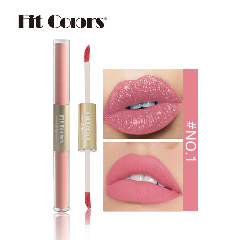 Fit Colors Dual-head matte Pearlescent Lip gloss Lip Gloss Liquid Lipstick Cross-border Item Picture