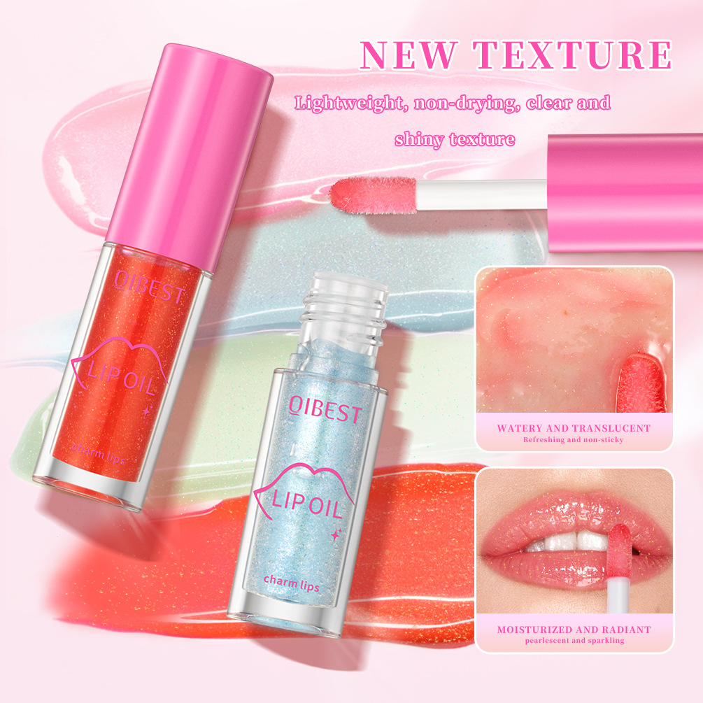 QIBEST Cross-border Mirror Pearlescent Lip Oil Moisturizes, hydrates, hydrates, softens, is transparent, natural and long-lasting, and prevents dry and chapping lips Specification drawing