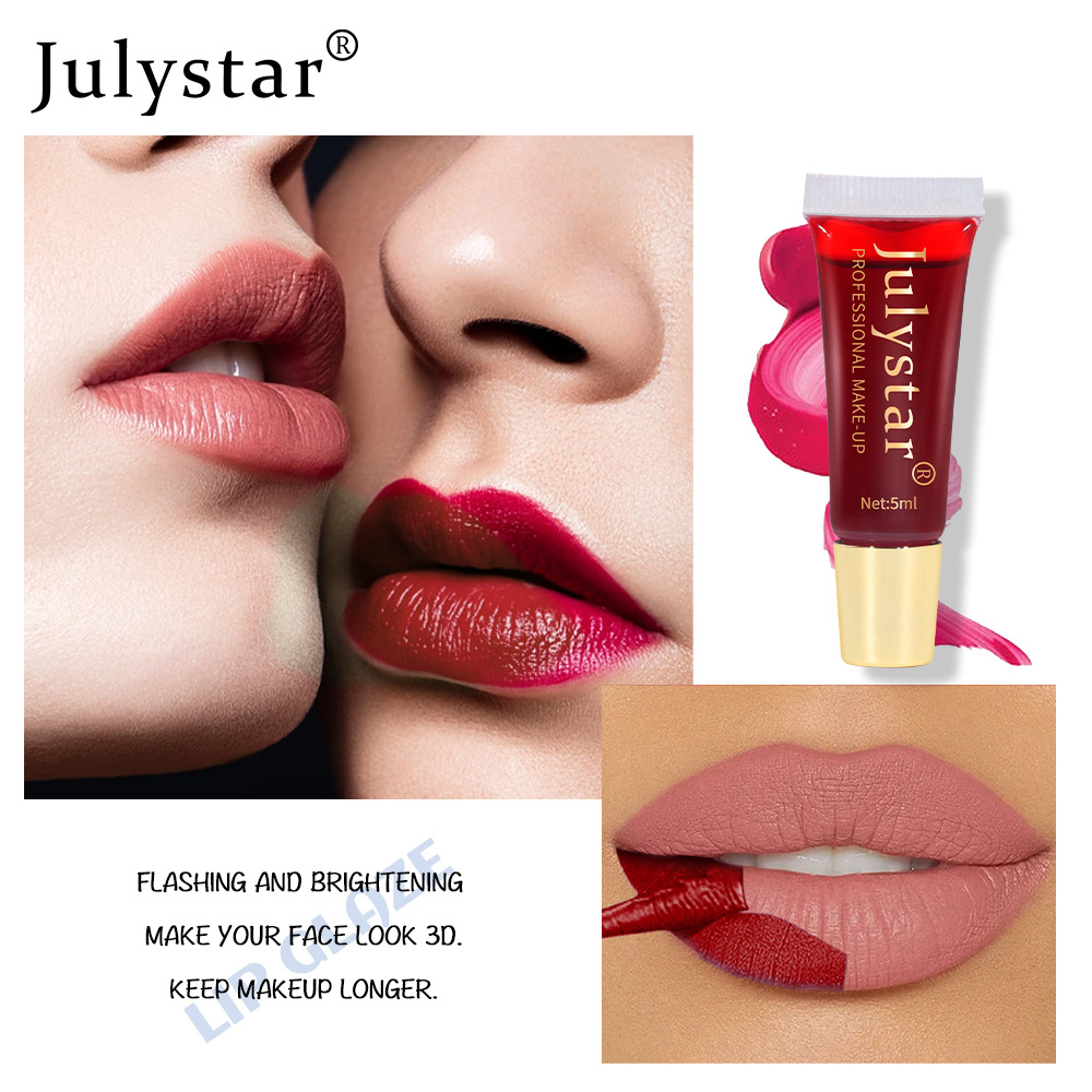 Julystar Peel-off Lip Gloss Matte finish with base color for lip dyeing peel-off Lipstick Cross-border makeup Specification drawing