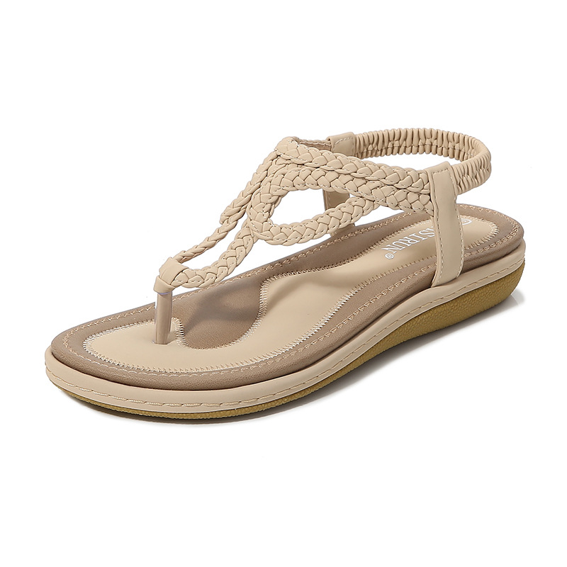In 2025, Yirun's new summer collection of patchwork sandals for women features a simple, light and casual style with flat, large-sized flip-toe sandals details Picture