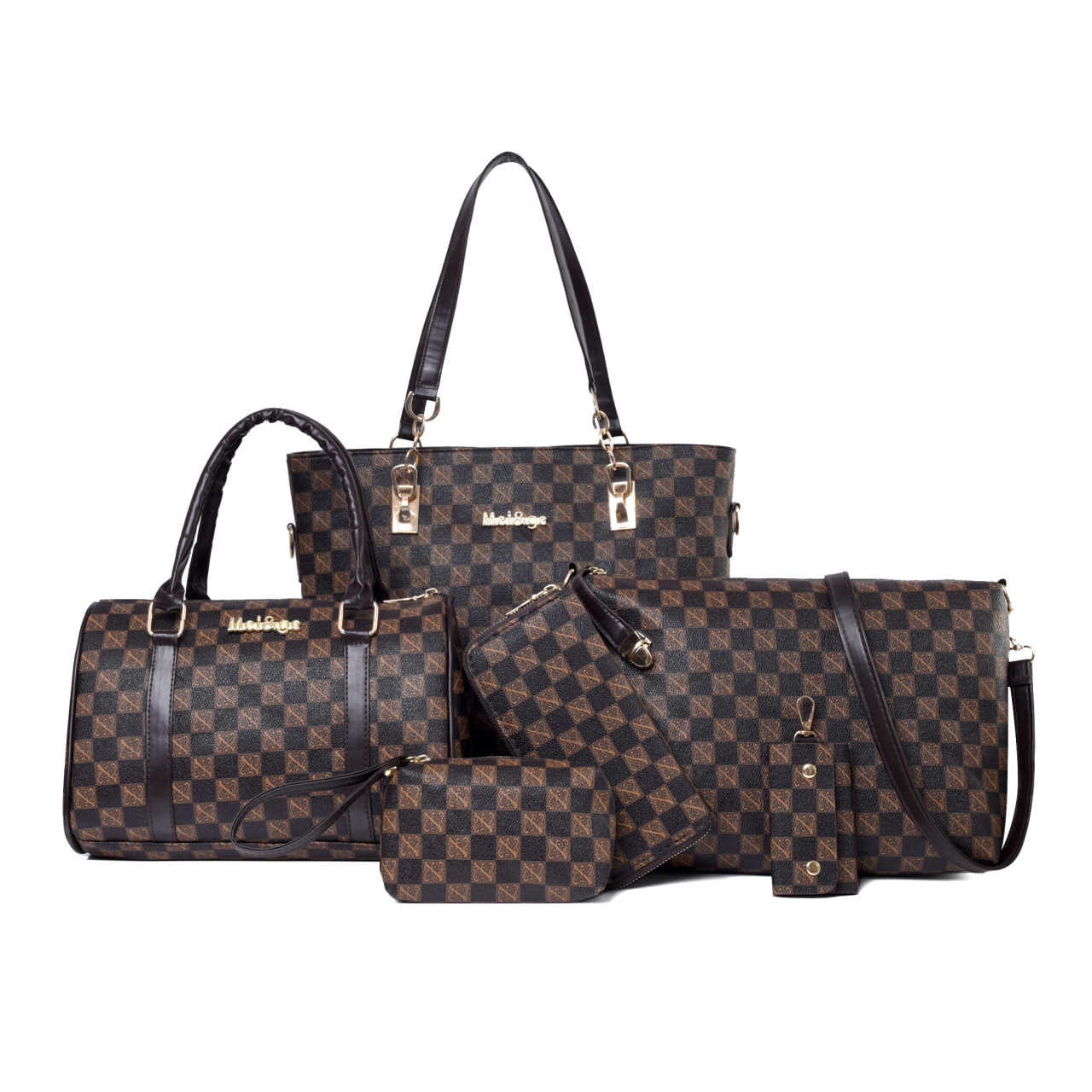 Cross-border 2024 new women's bag, European and American fashion trend printed six-piece set, mother and child bag, hand-held bag, shoulder crossbody bag full figure
