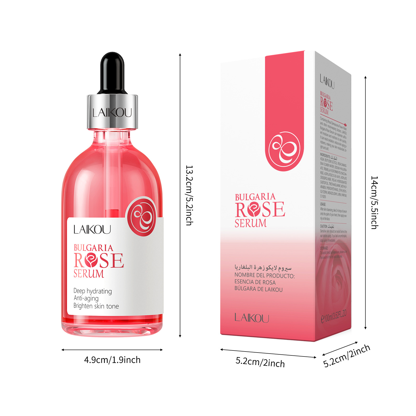 Cross-border LAIKOU Rose Essence 100ml Skin care products for moisturizing, repairing and hydrating the face, in stock from the manufacturer Item Picture
