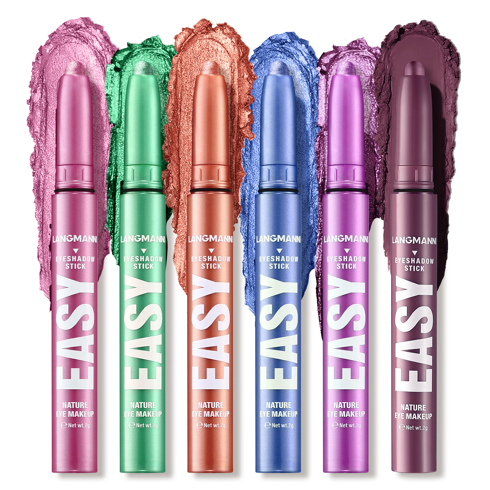 Langmanni eyeshadow pen, eyeshadow stick, pearlescent, matte, multi-color blending, five groups of colors, six pieces, one color, one tube Specification drawing