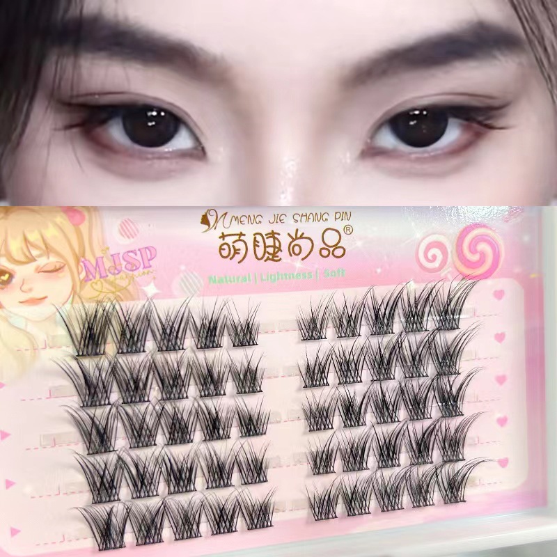Mengjie Shangpin Fox style slanting natural false eyelashes, daily little devil Barbie comic single cluster segmented eyelashes details Picture