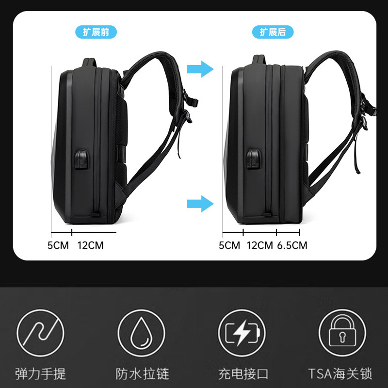 New cross-border business backpack, large-capacity waterproof gaming bag, multi-functional laptop bag, hard-shell backpack details Picture