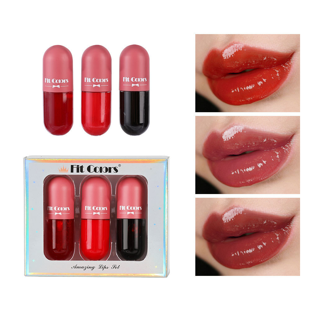 Fit Colors Lip Dye 3-bottle Set: Pearlescent Fine Flash Thermochromic Lip Oil and Lip Gloss full figure