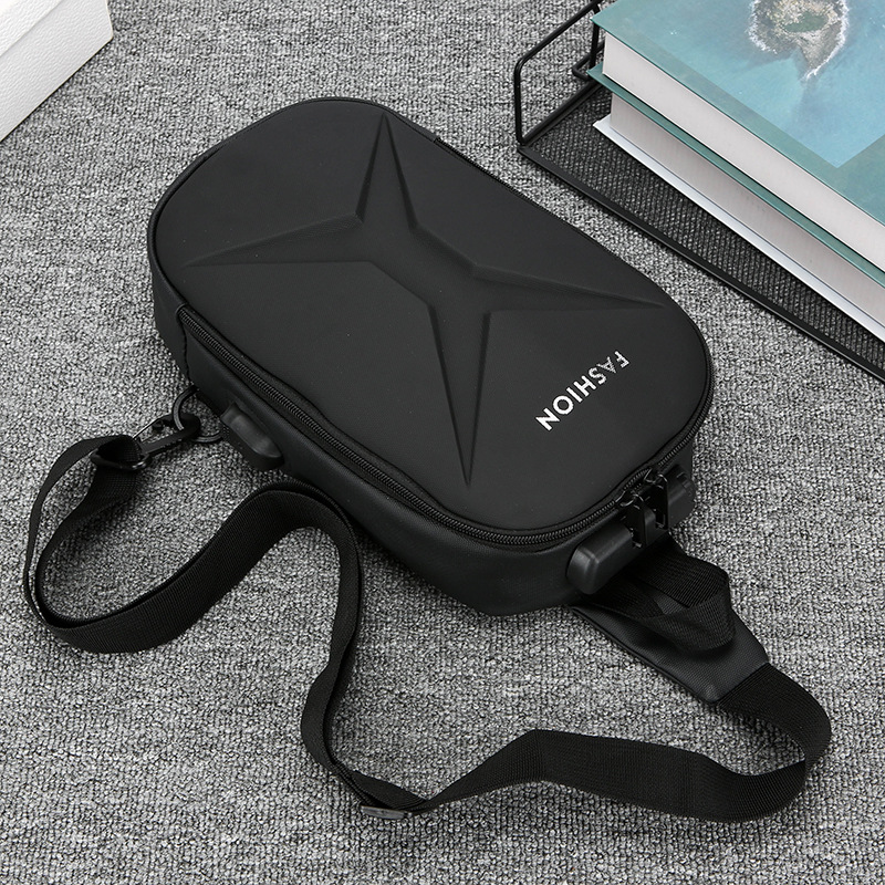2024 Summer Casual backpacks, men's chest bags, crossbody bags, cross-border wholesale, USB charging port bags, fashionable single-shoulder bags Specification drawing