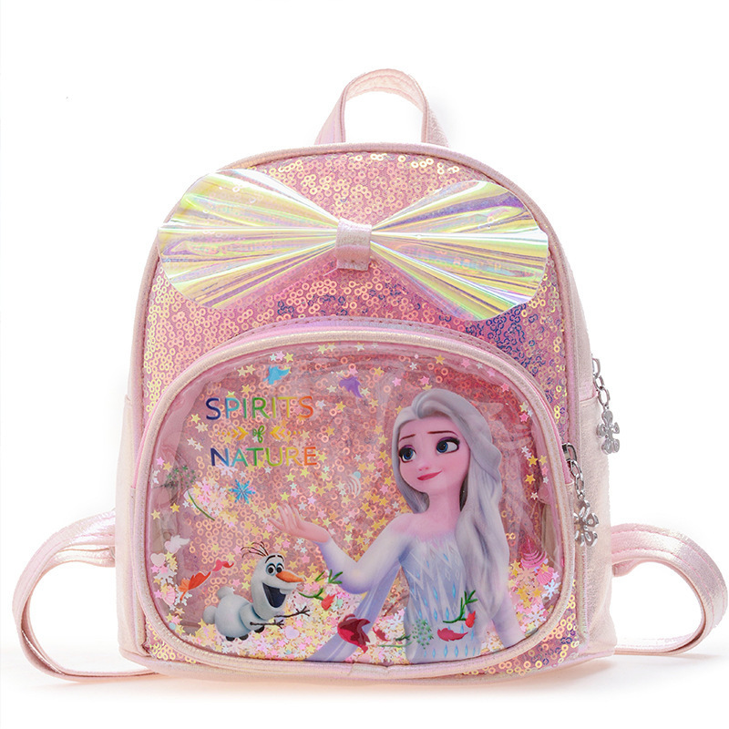 Children's Bag 2021 New Style Sequined bow Backpack, Aisha Princess Transparent Jelly Backpack, Kindergarten Schoolbag Item Picture
