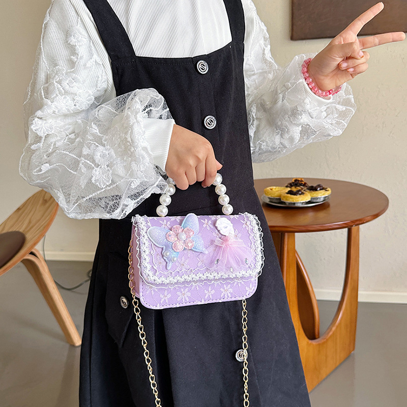 2024 New Children's bag: Little Chanel Princess Handbag, cute bow single-shoulder bag, Little girl chain crossbody Specification drawing