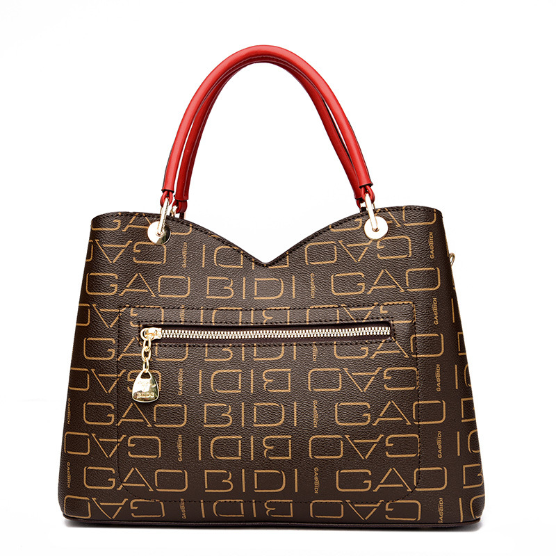The 2023 new women's bag with a patchwork geometric design is a simple and versatile handbag for middle-aged mothers with a large capacity and a single shoulder bag for women Specification drawing