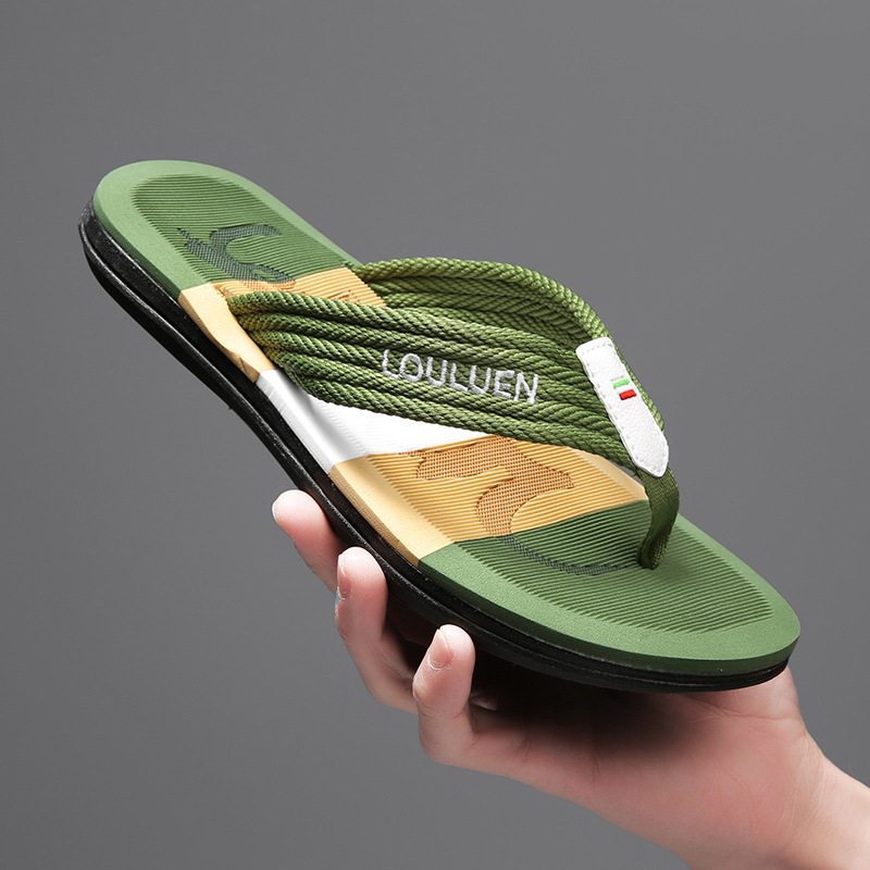 European and American cross-border flip-flops for men, summer anti-slip beach outerwear slippers, men's flip-flops, casual sandals details Picture