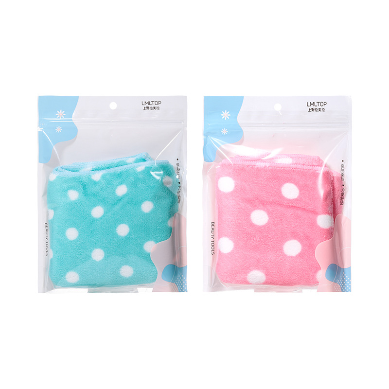 Ueno Ramila Cute polka Dot Coral Fleece Dry Hair Towel Thickened Absorbent Dry Hair Towel Face Cleansing Towel C0865 Item Picture