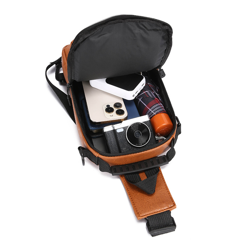 Foreign trade casual men's chest bag, password lock anti-theft motorcycle crossbody bag, outdoor simple commuting large capacity single-shoulder bag Item Picture