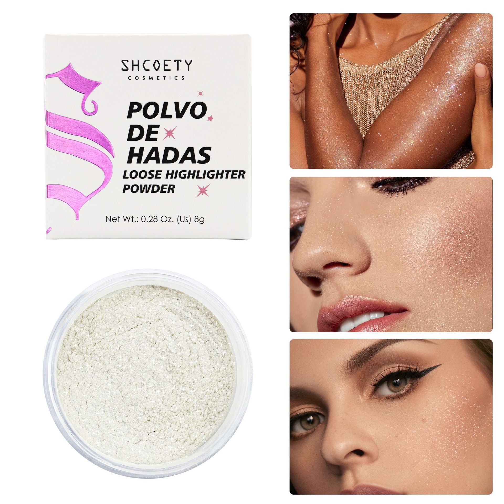 SHCOETY Highlighter Powder is waterproof, sweat-proof, does not smudge, concealer loose powder, light nude contouring and setting powder, cross-border makeup Specification drawing