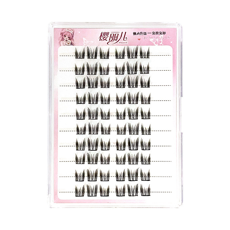 Sakura's glue-free cat ear false eyelashes for beginners, pure desire cat fairy girls, natural and realistic self-adhesive false eyelashes that do not need to be removed Item Picture