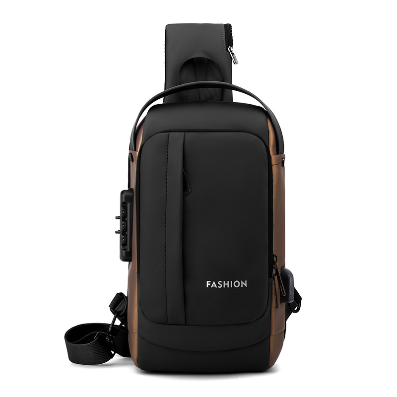 Men's crossbody bag with a high-end feel, password lock, anti-theft men's bag, casual sports bag, men's chest bag, crossbody cycling bag Item Picture