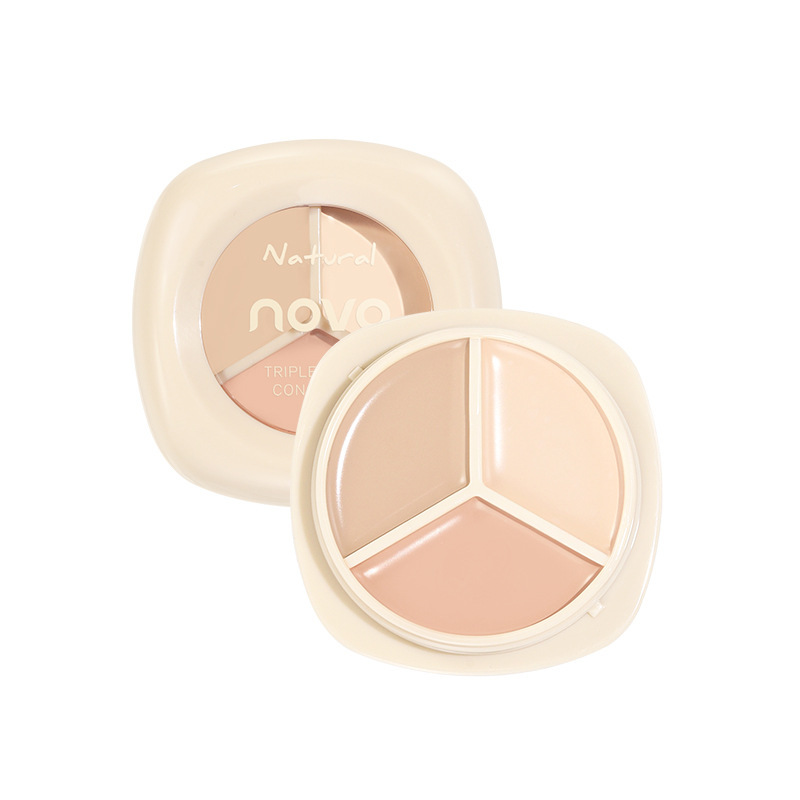 NOVO Moisturizing Three-Color Concealer covers facial spots, acne marks, dark circles, tear troughs, brightens the complexion and does not smudge Item Picture