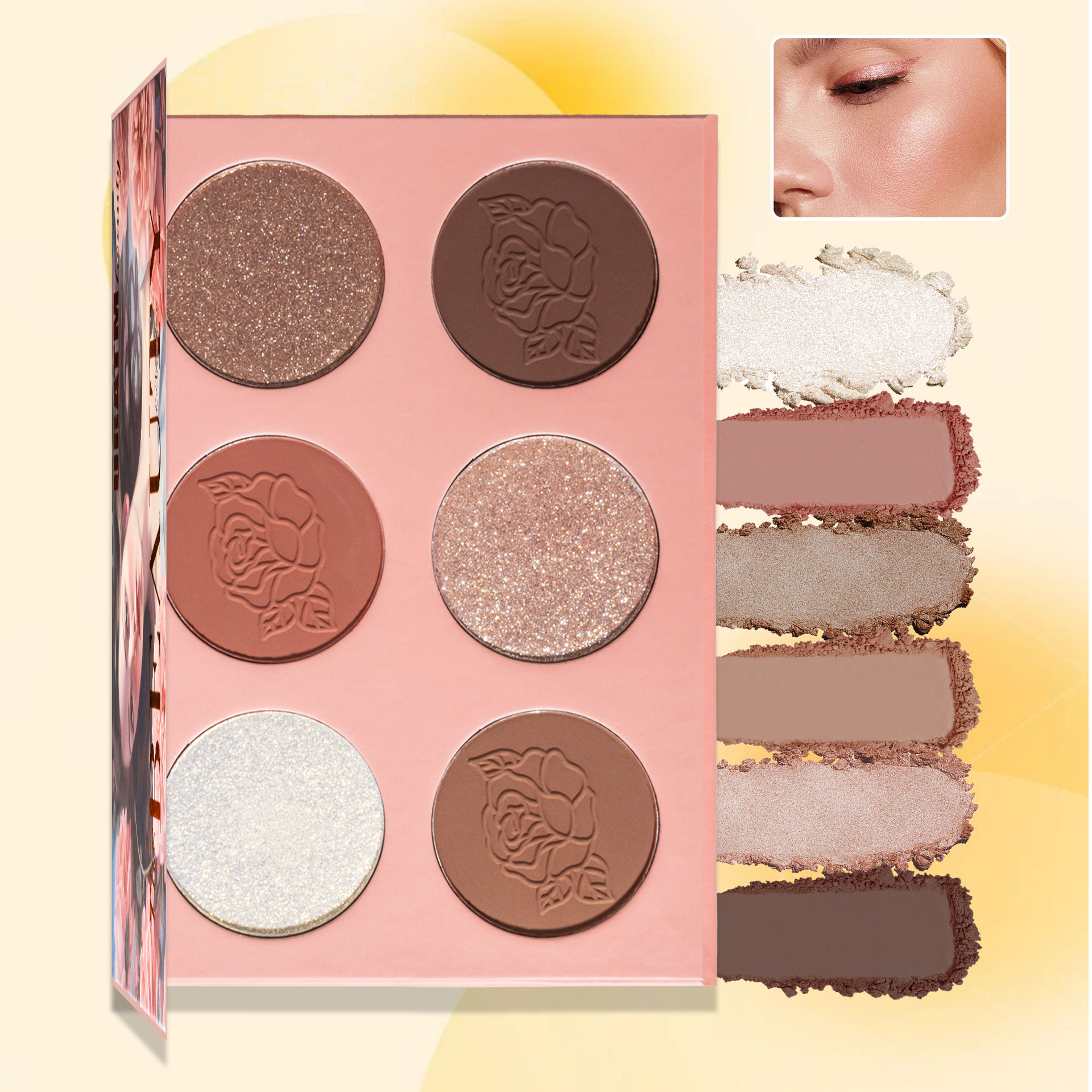 Cross-border beauty high-gloss six-color blush naturally brightens, three-dimensional contouring, long-lasting, waterproof and sweat-proof, all in one details Picture